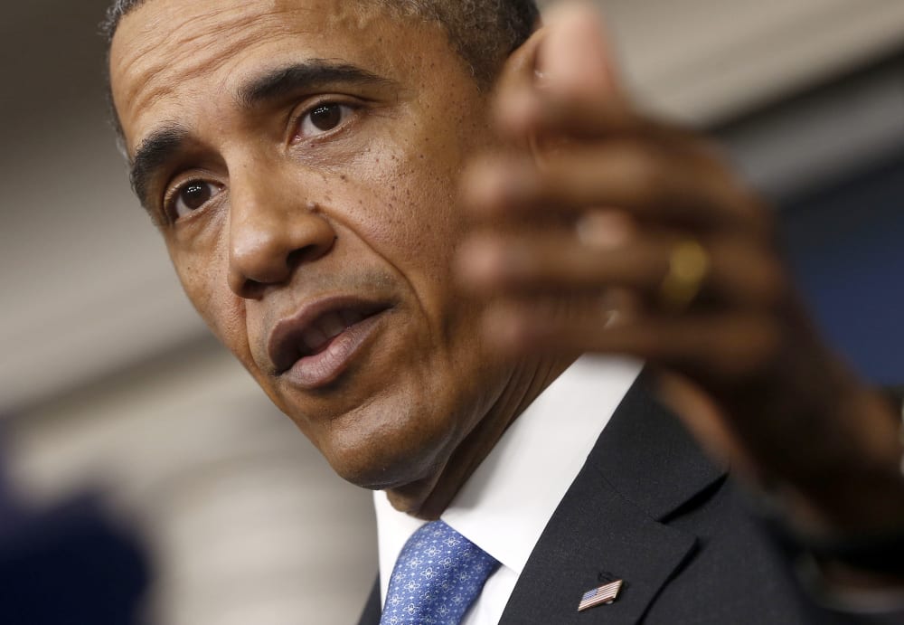 President Barack Obama answers questions during his new conference in the Brady Press Briefing Room of the White House in Washington, Tuesday, April 30, 2013. (Photo by: Charles Dharapak/AP Photo)