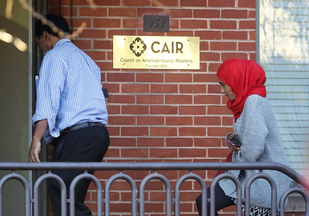 People return to the headquarter of Council on American-Islamic Relations (CAIR) in Washington, D.C.