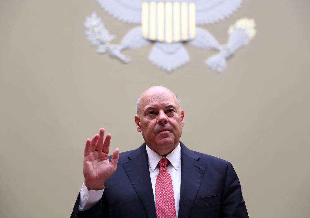 Image: U.S. Postmaster General DeJoy and USPS Board of Governors President Duncan testify at House Oversight Committee hearing on slowdowns at Postal Service on Capitol Hill in Washington