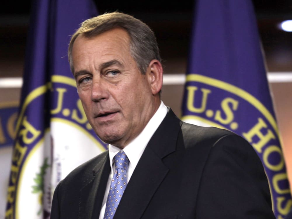 U.S. House Speaker John Boehner (R-OH) (L) arrives at a news conference on Capitol Hill in Washington in Washington, November 14, 2012. (Photo by Yuri Gripas/Reuters)