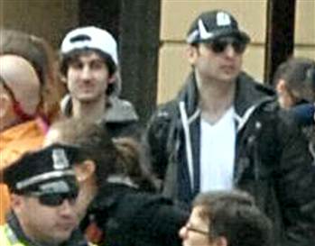 Photos released by the FBI of suspects in the Boston Marathon bombing case