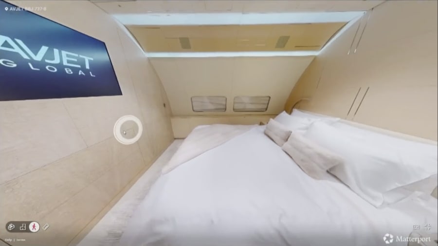 A bedroom on the plane.