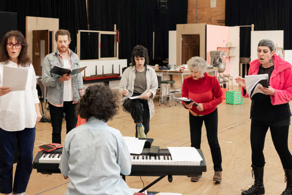 Artwork for A Very Jewish Christmas Carol in rehearsals