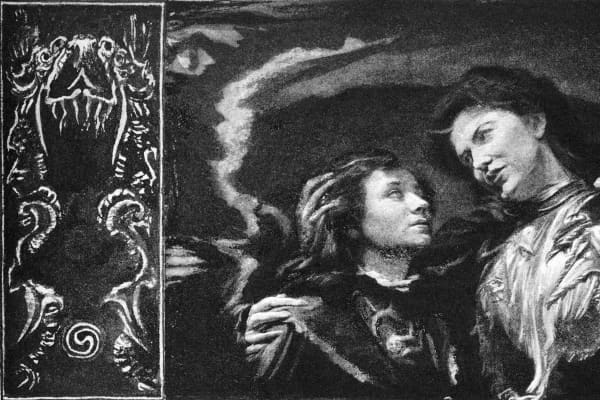 Title illustration, by John La Farge, for The Turn of the Screw in Collier's Weekly (January 27 – April 16, 1898)