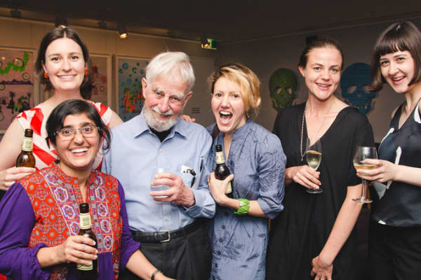 Roger Riordan AM with the 2016 Cybec Electric playwrights