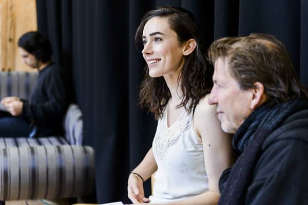 Geraldine Hakewill in rehearsals of Macbeth