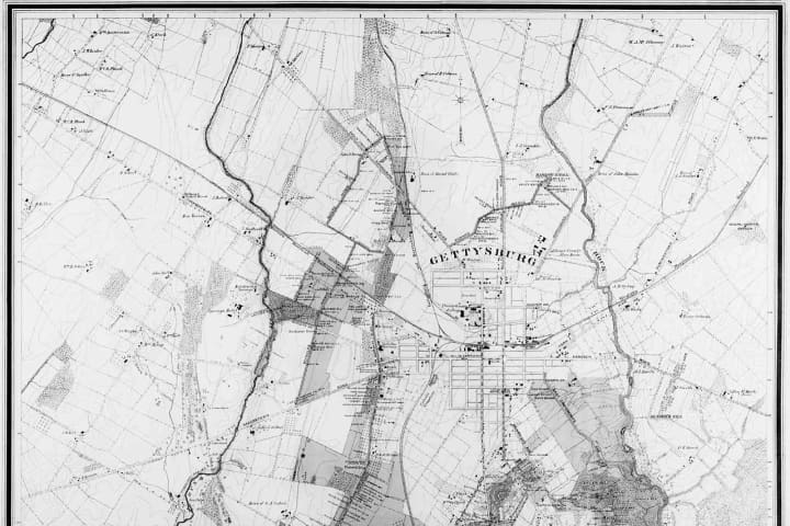 Gettysburg Battlefield from original surveys. Palmer 1916.