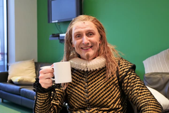 Frank Woodley in the Twelfth Night green room. 