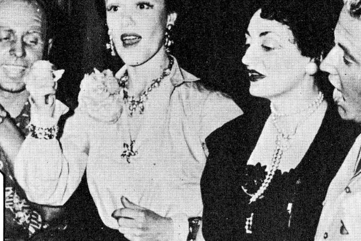 Ray Lawler (far left), with June Jago, Roma Johnston, Noel Ferrier and Fenella Maguire onstage in the Doll, 1955. Photo: MTC archives