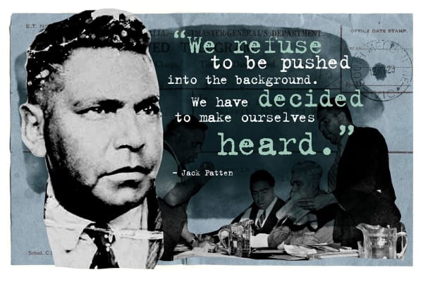 Artwork for Jack Patten's Day of Mourning protest opening address