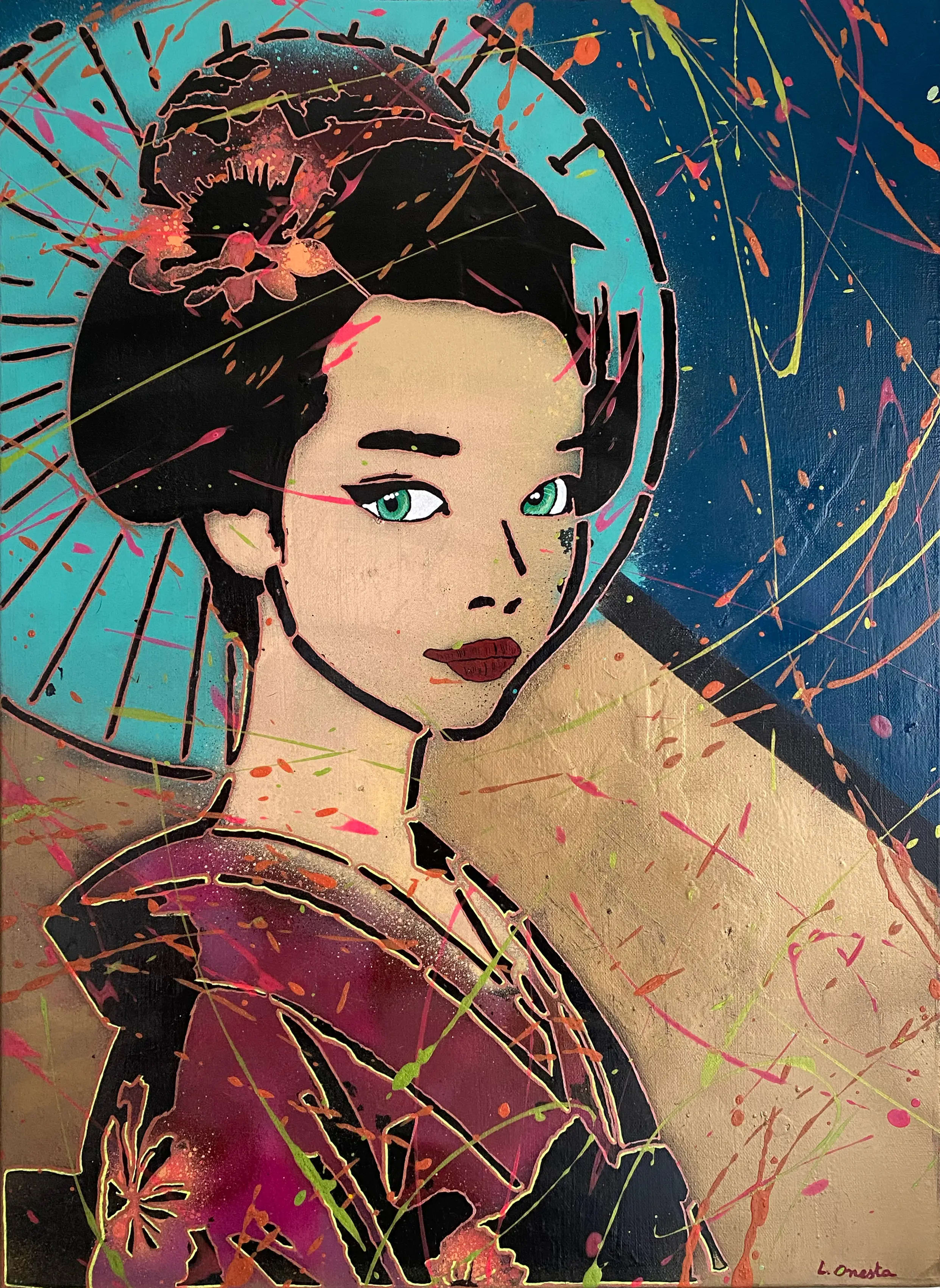 Geisha — œuvre de Laura Onesta, artiste peintre à Montrabé