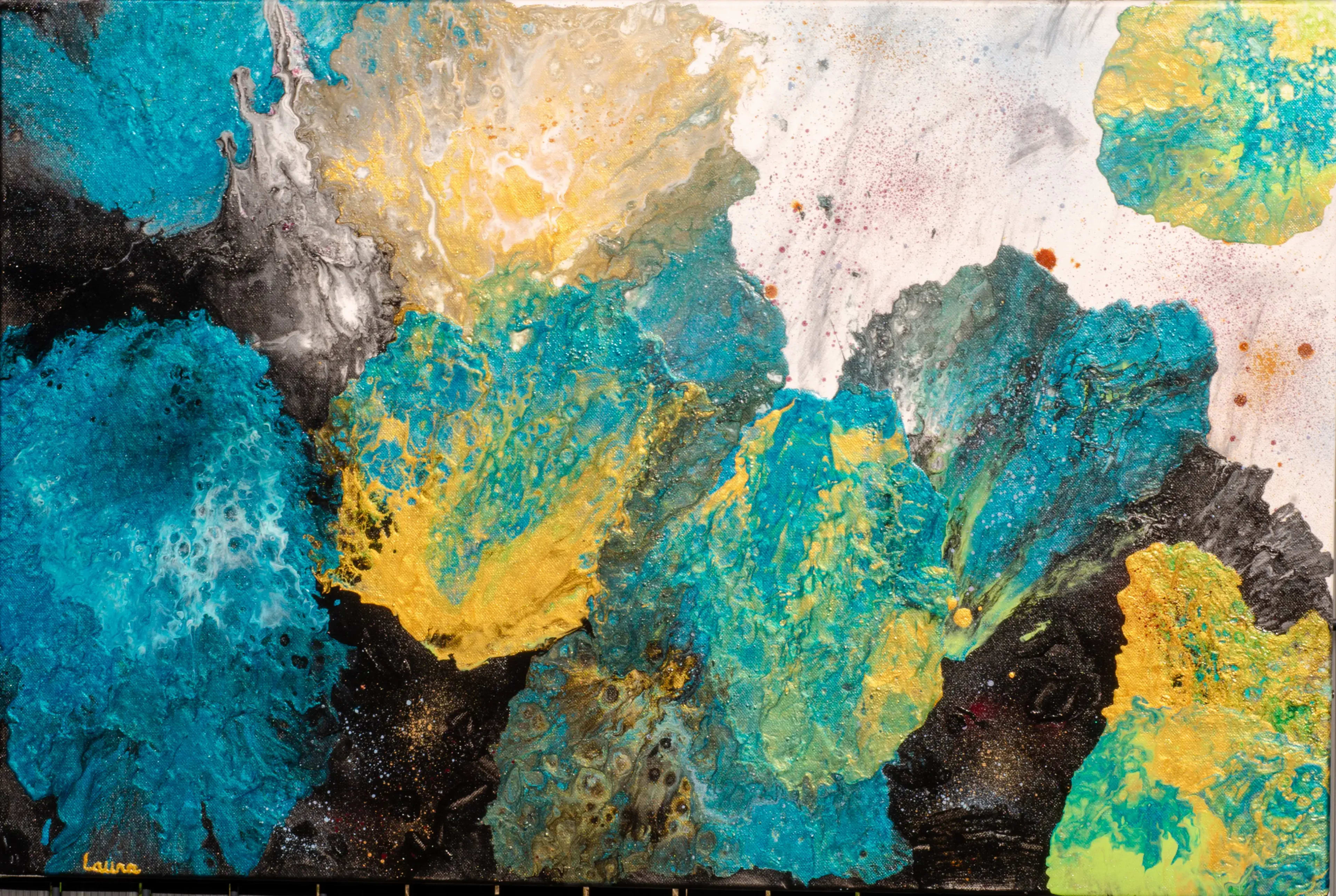 Tableau pouring — œuvre de Laura Onesta, artiste peintre à Montrabé