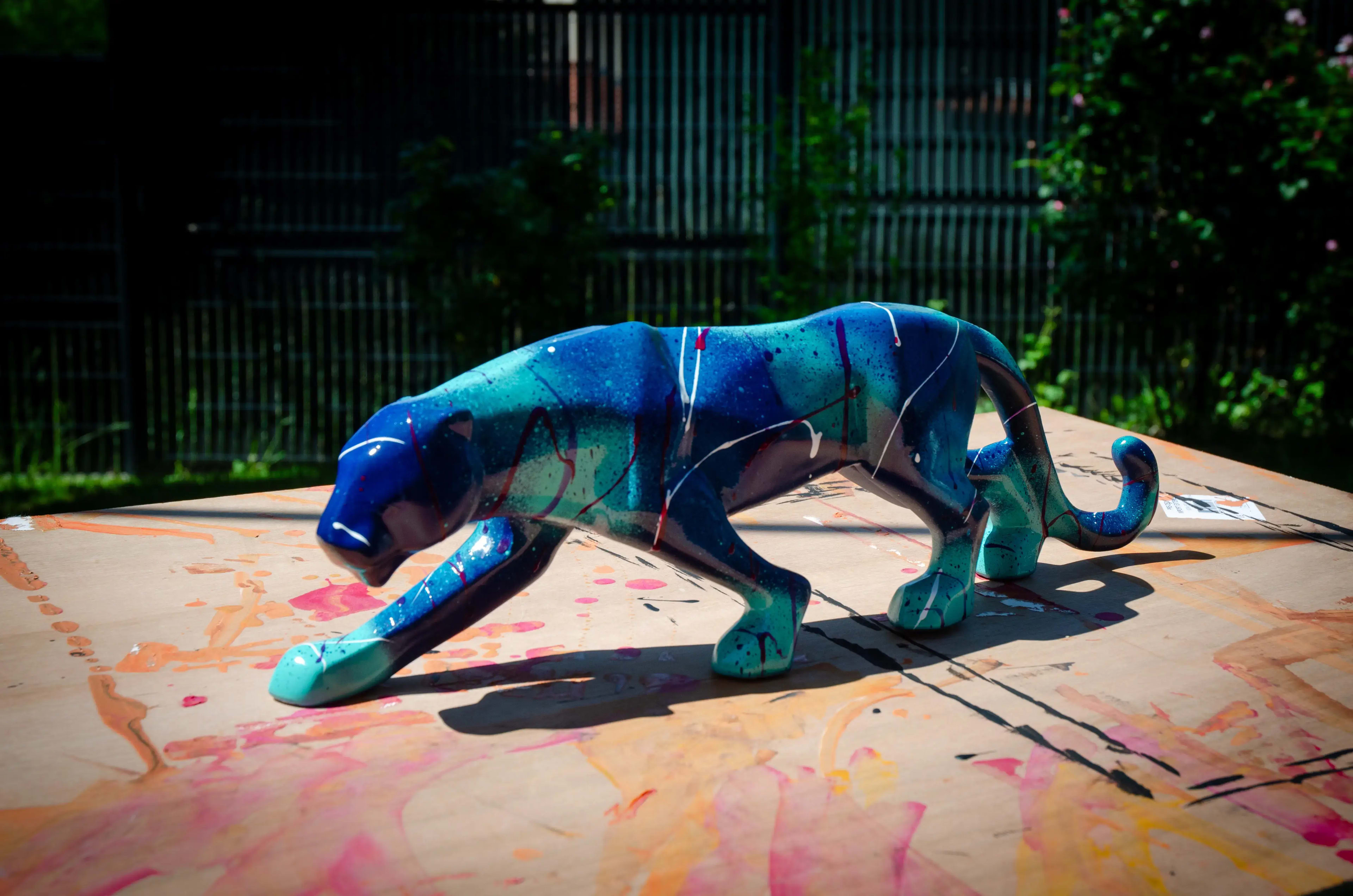 Blue Prowl - Panthère en céramique 3