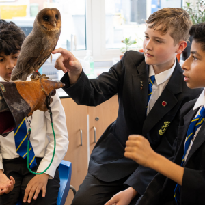 Exotic Explorers at a local School group showing our Barn Owl to students