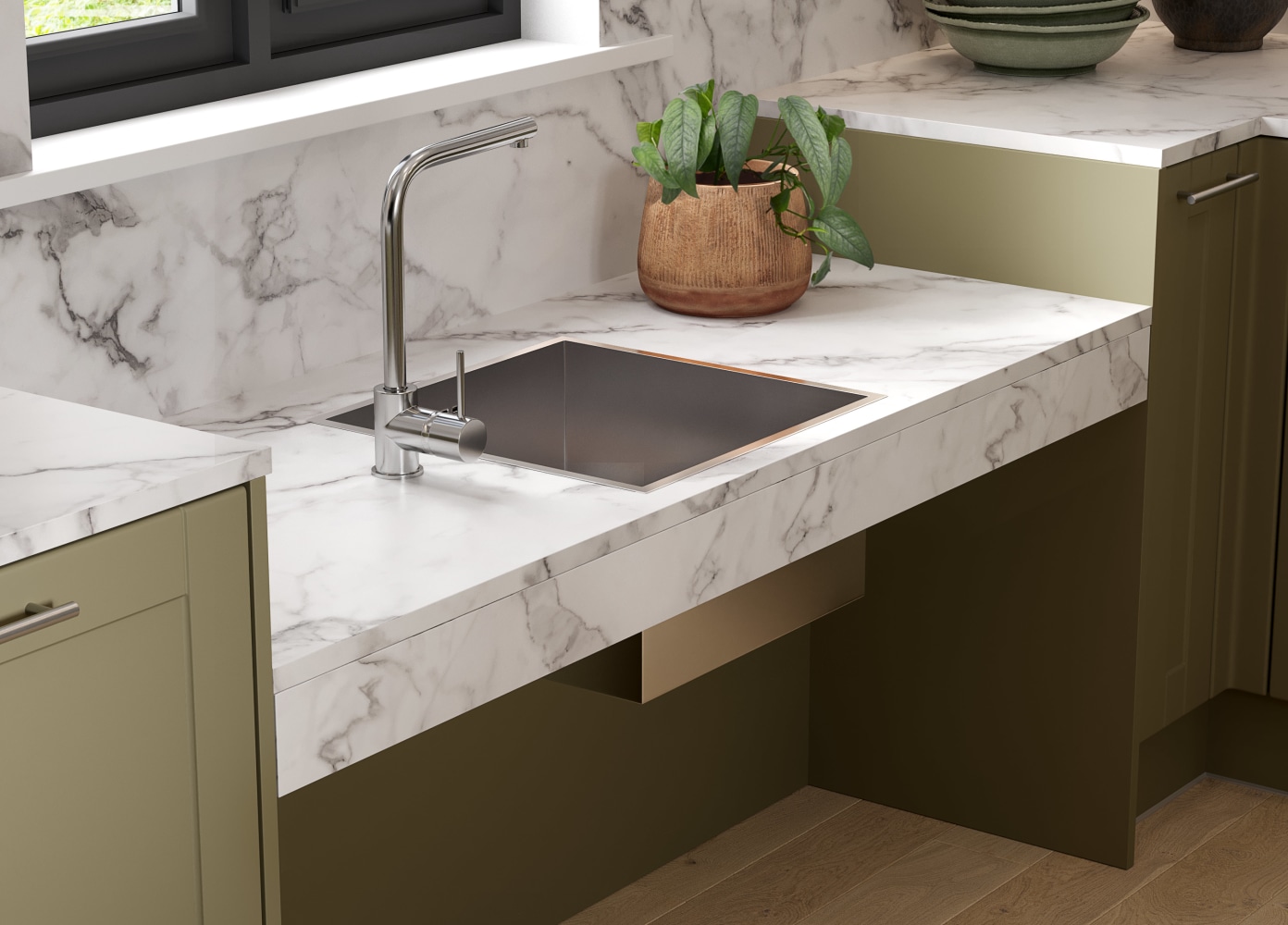 Accessible kitchen shaker classic sink worktop