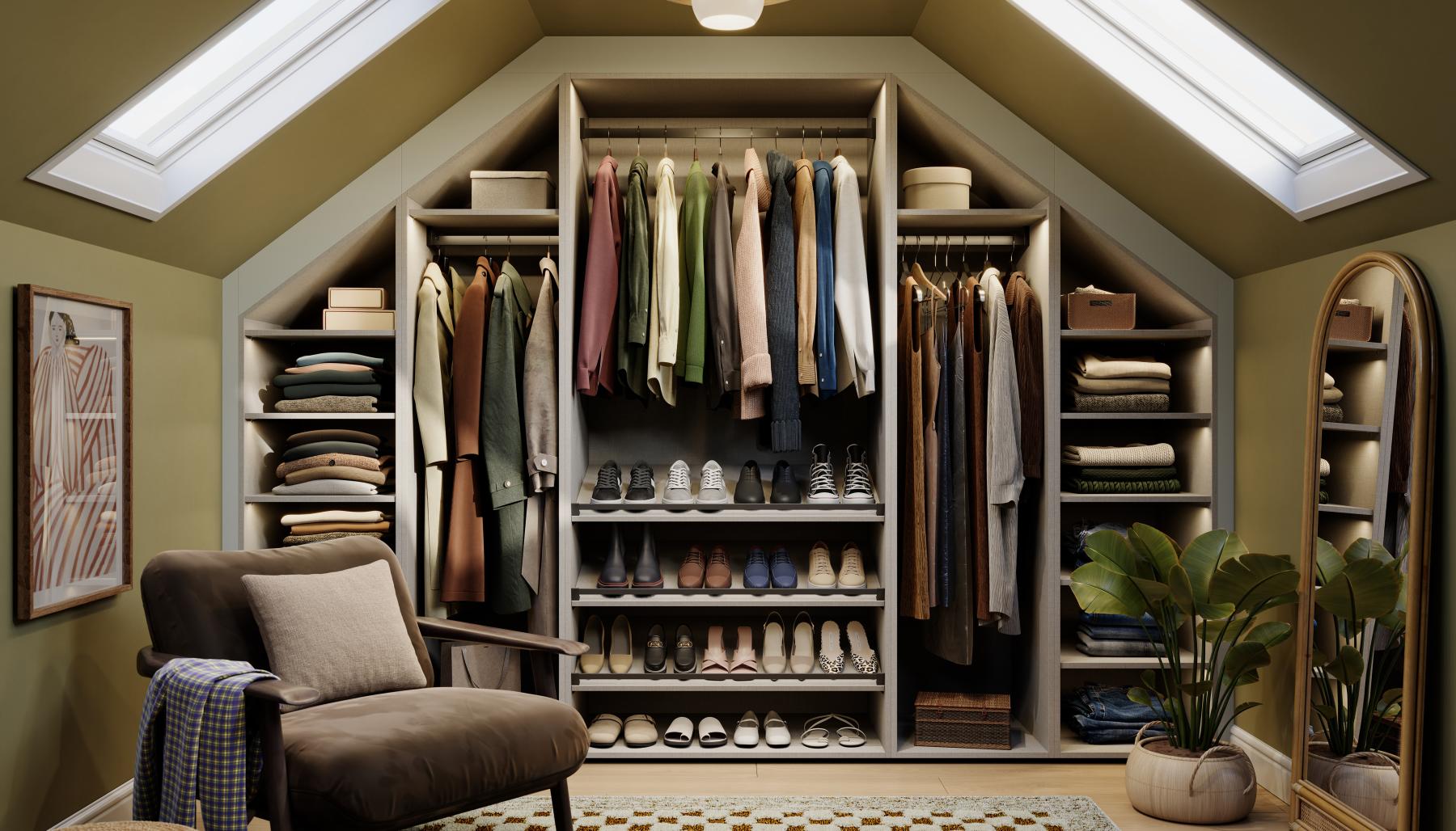 Contour 4 Panel Ermine Angled Dressing Room in Ash Grey | Wren