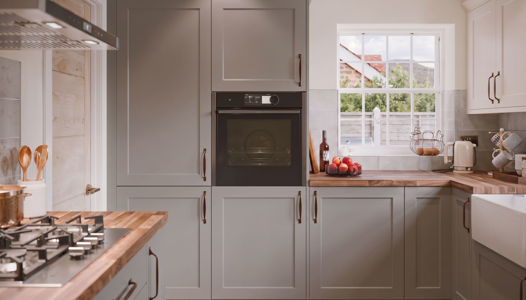 Shaker Chelsea Ermine U-Shape Kitchen in Ash Grey Matt | Wren