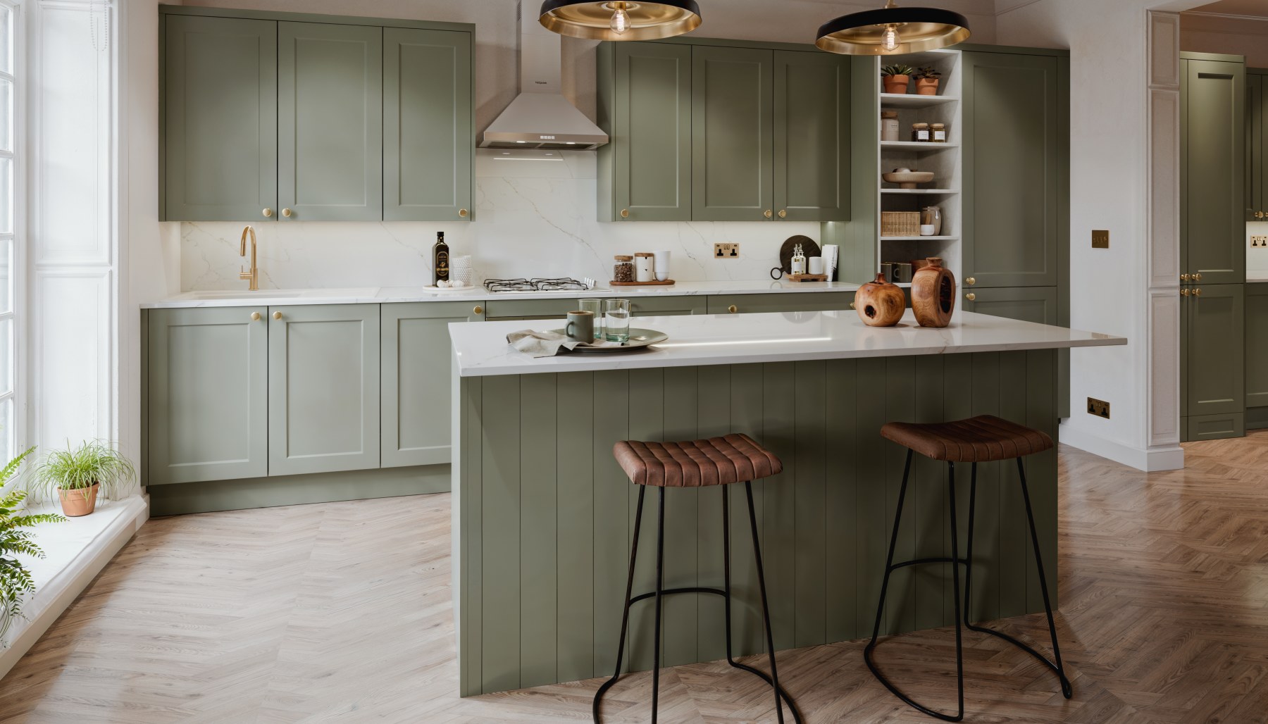 Shaker Chelsea Kitchen in Moss Green | Wren