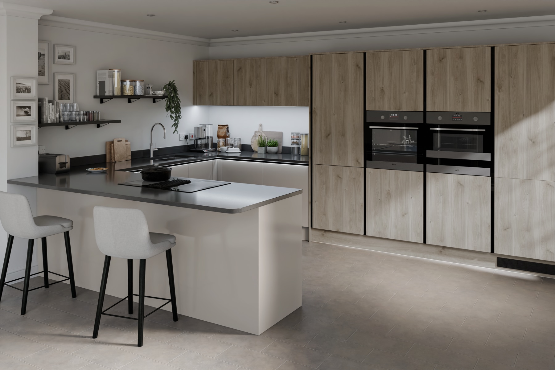 Linea Elements Kitchen in Silver Oak | Matt Finish | Wren