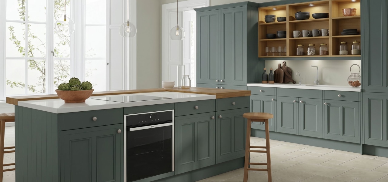 Country Ermine Kitchen in Forest Green Matt kitchen