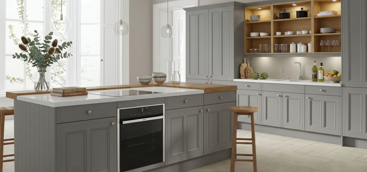 Country Ermine Kitchen in Winter Blue Matt kitchen