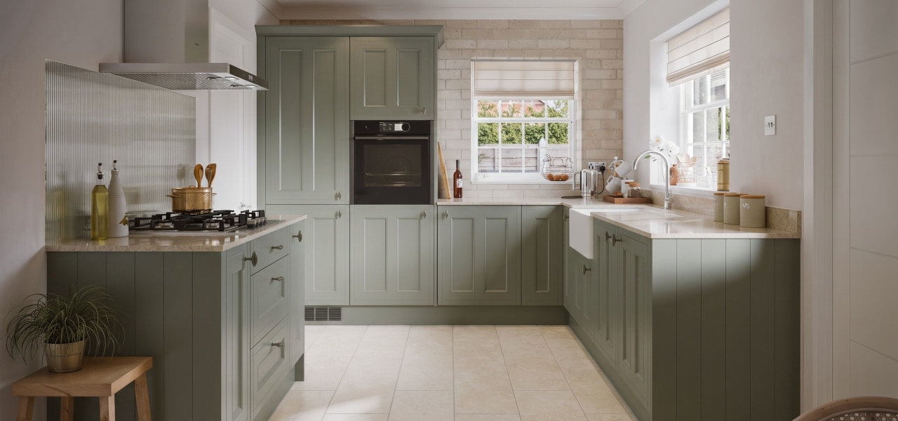 Country Ermine Kitchen in Moss Green Matt kitchen