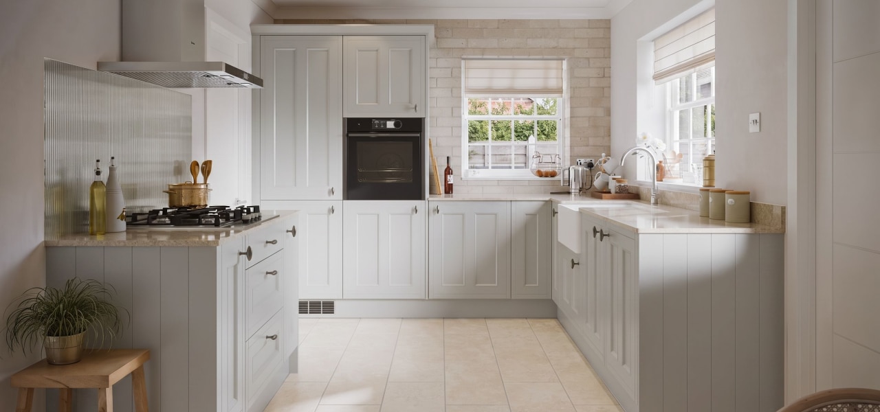Country Ermine Kitchen in Sea Foam Blue Matt kitchen