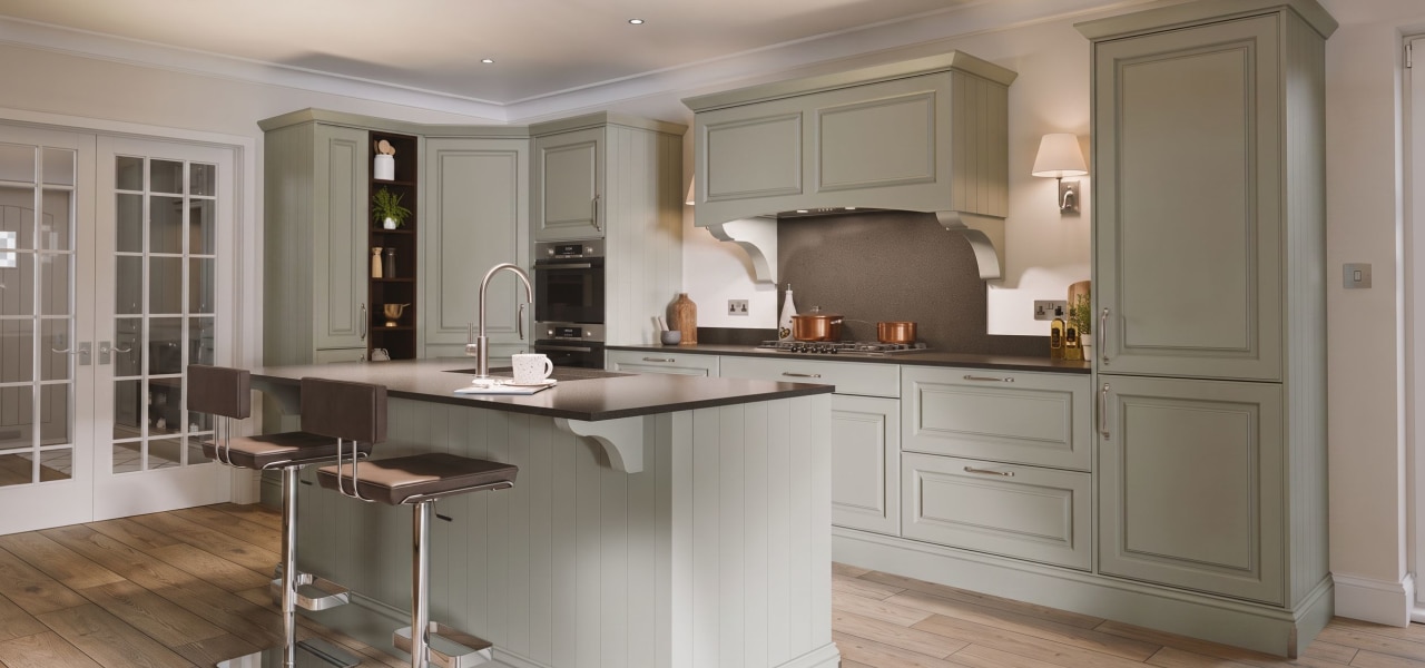 Georgian Ermine Kitchen in Sage Green Matt kitchen