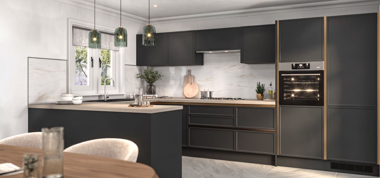 Milano Shaker Super Slim Ermine Kitchen in Pencil Grey kitchen