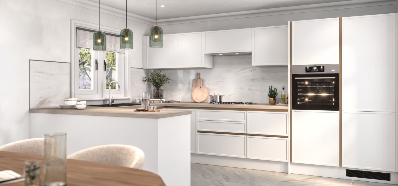 Milano Shaker Super Slim Ermine Kitchen in Pillow kitchen