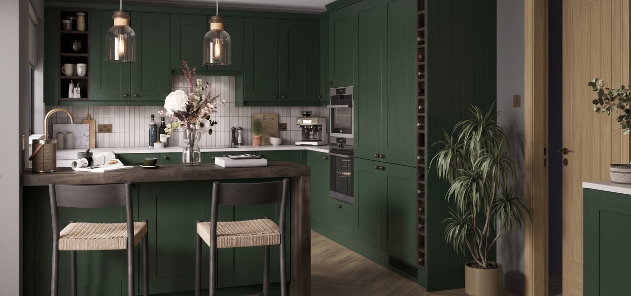 Shaker 5 Piece Kitchen in Pine Green Grain kitchen