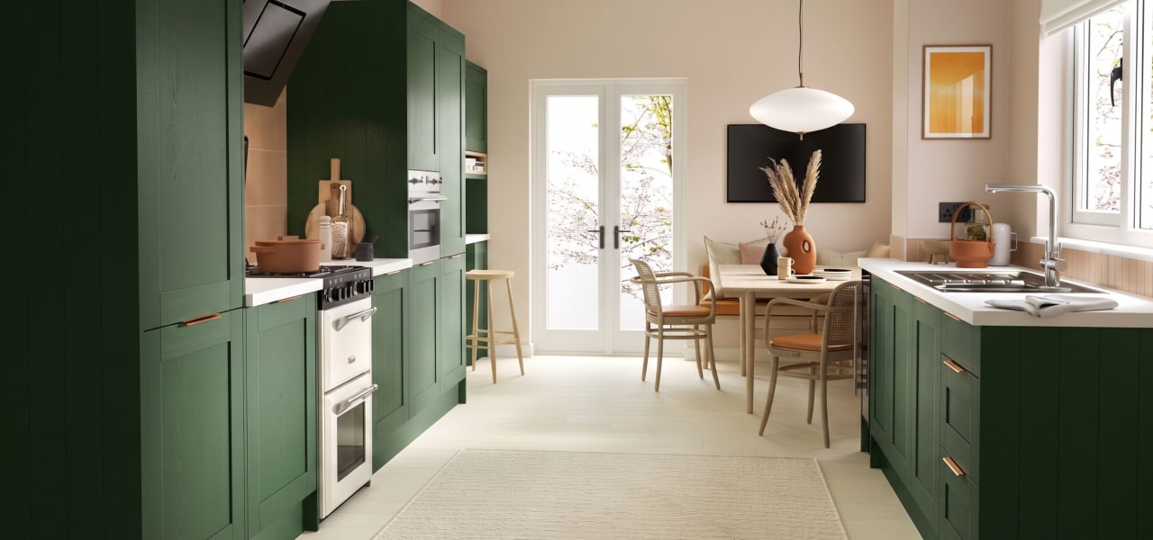 Shaker 5 Piece Kitchen in Pine Green Grain kitchen