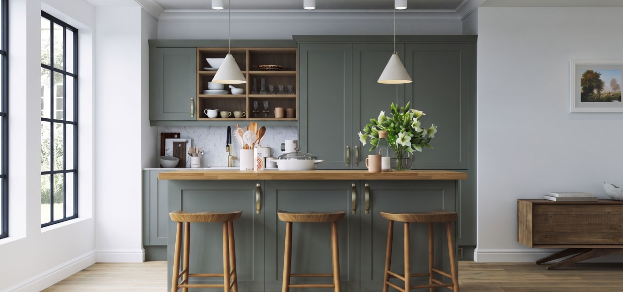 Shaker Chelsea Kitchen in Forest Green Matt kitchen