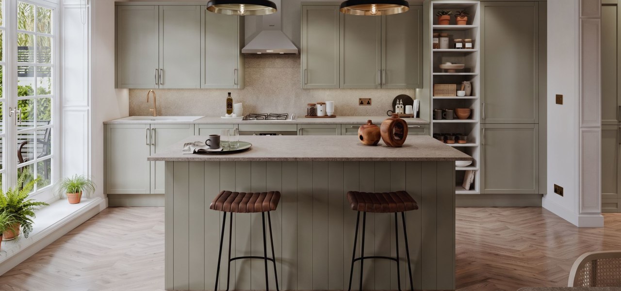 Shaker Slim Kitchen in Sage Green Matt kitchen