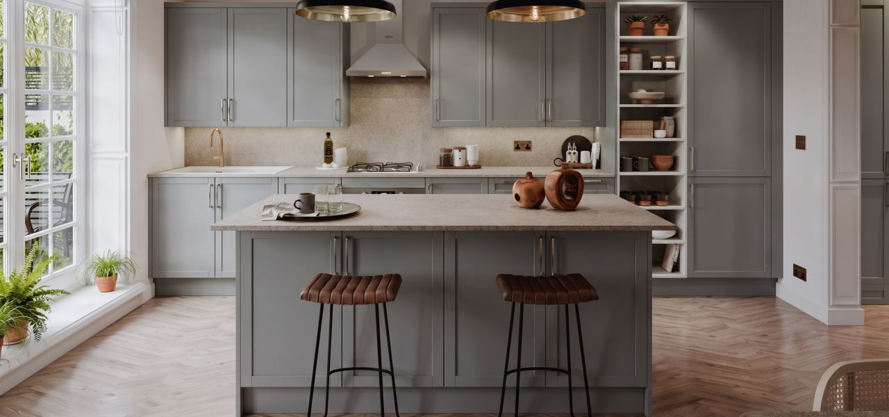 Shaker Slim Kitchen in Winter Blue Matt kitchen