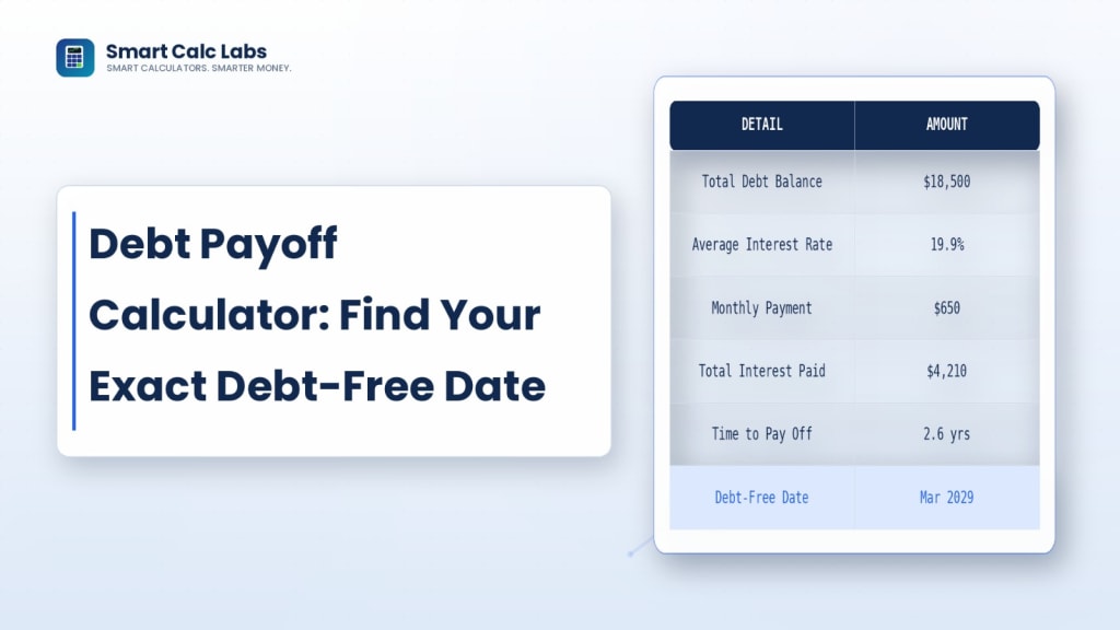 Flat illustration of multiple debt bars shrinking over a timeline toward a debt-free milestone flag, with snowball and avalanche strategy toggle options on a blue-white dashboard