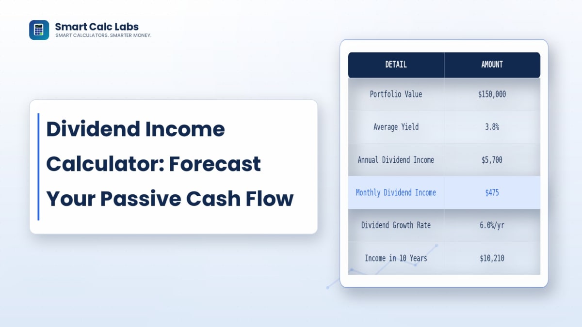 Flat illustration of dividend-paying stock shares feeding recurring cash flow arrows into a portfolio balance meter with a compounding passive income growth curve