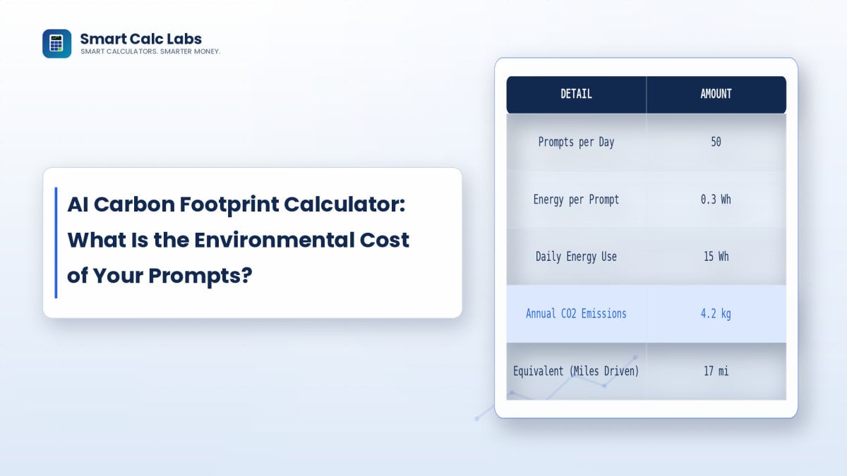 AI Carbon Footprint Calculator measuring energy, CO2 emissions, and water usage across generative AI models