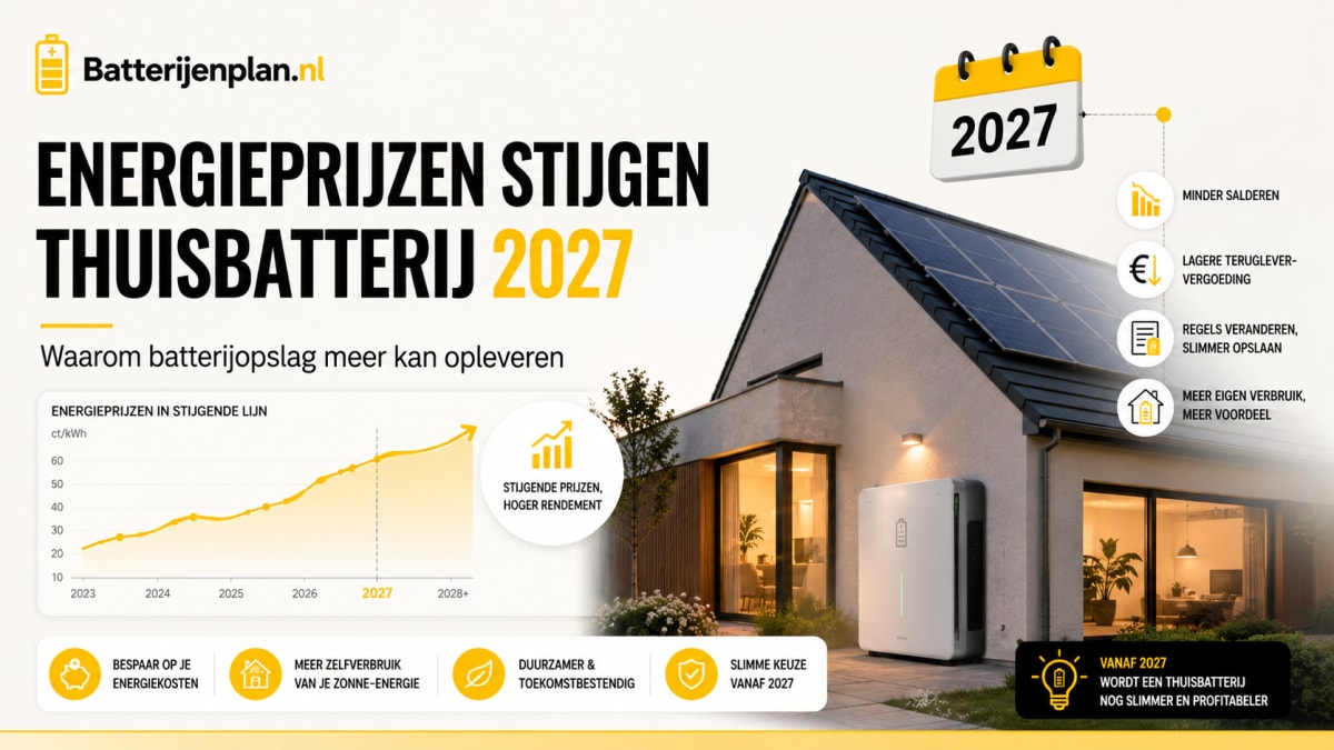 Stijgende energieprijzen in 2027 met thuisbatterij, zonnepanelen en batterijopslag