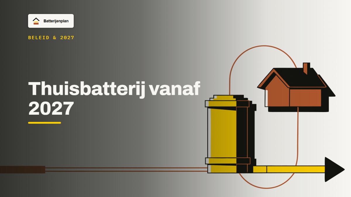 Thuisbatterij vanaf 2027 — Batterijenplan beleidscover met titel en logo