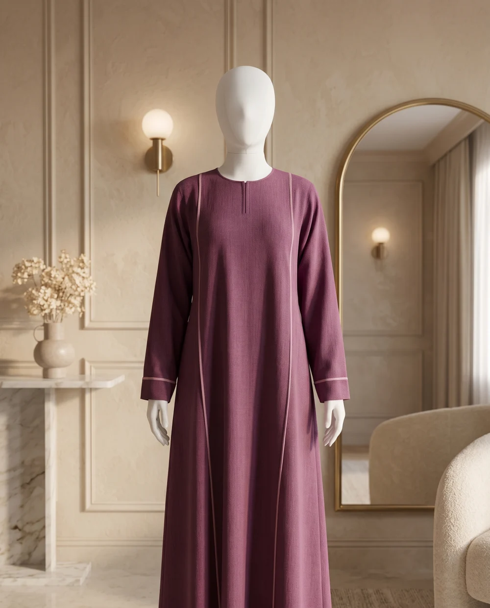 Meher – Maroon Piped Abaya