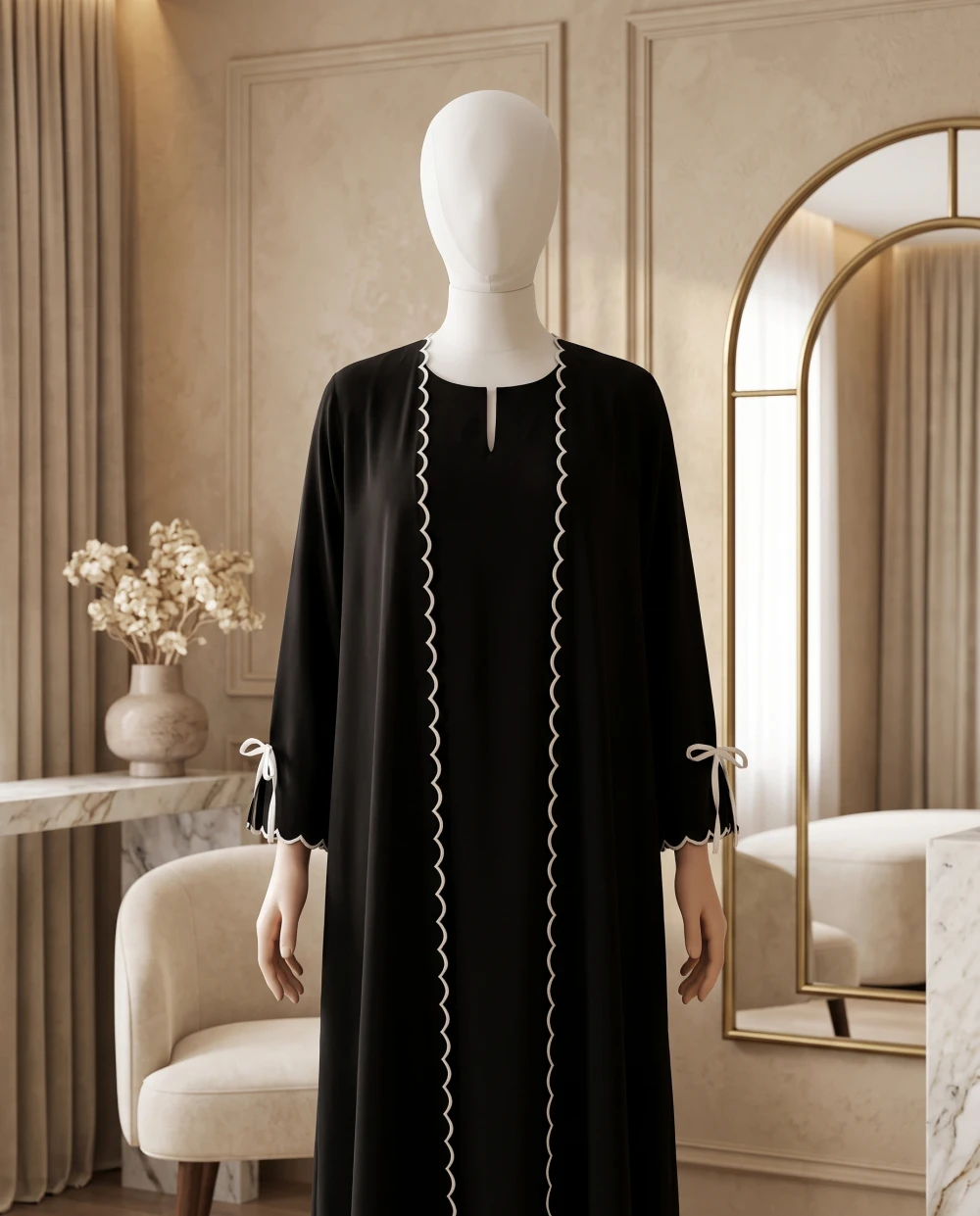 Aliza – Scalloped Bow Abaya
