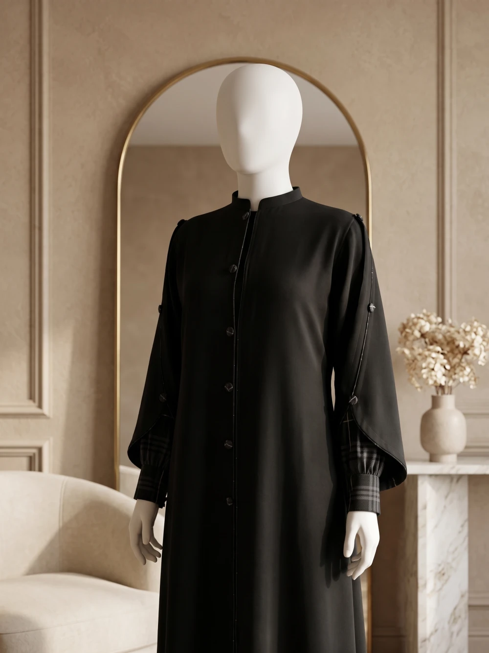 Inara – Plaid Cuffed Abaya