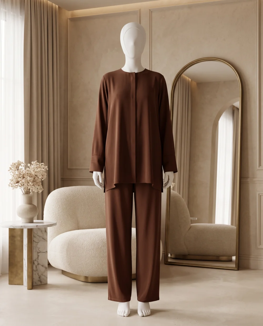 Two-Piece Chocolate Brown Modest Set