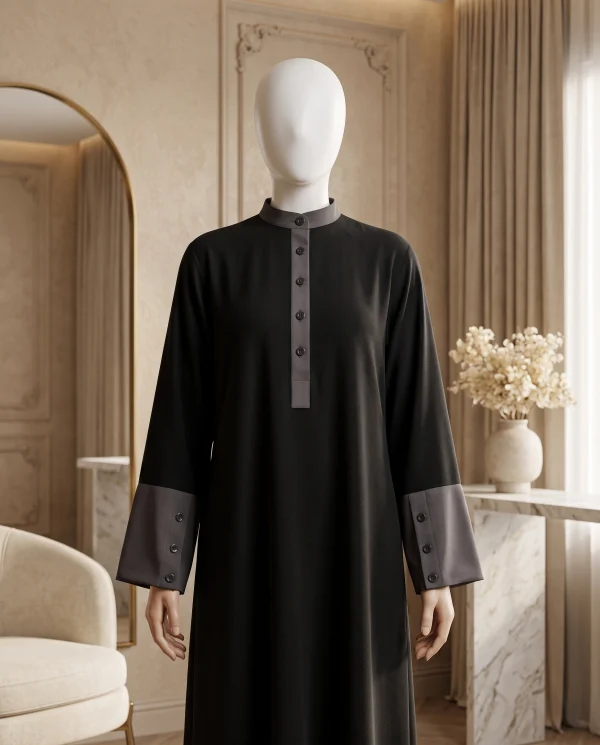 Miray – Grey Contrast Colorblock Abaya