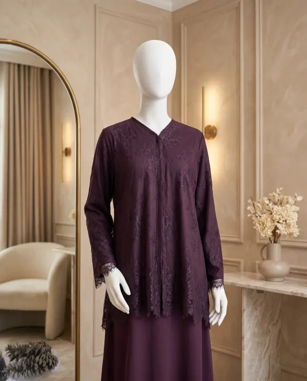 Amethyst – Deep Purple Net Overlay Abaya
