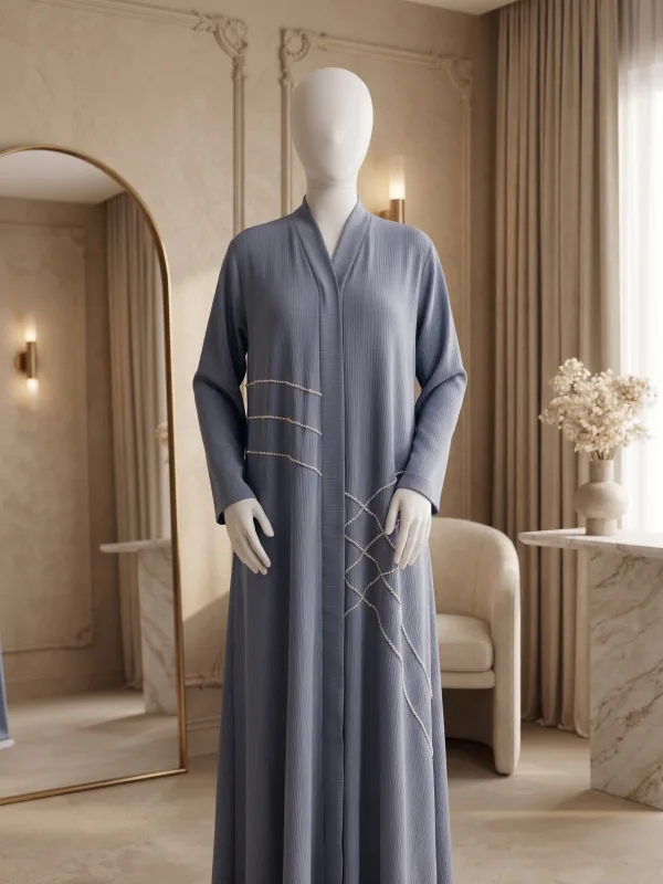 Aveline – Geometric Grey Abaya