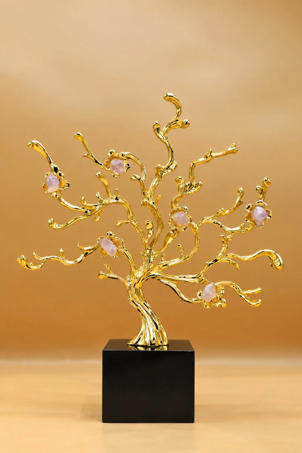 Golden Crystal Branch Tree Sculpture