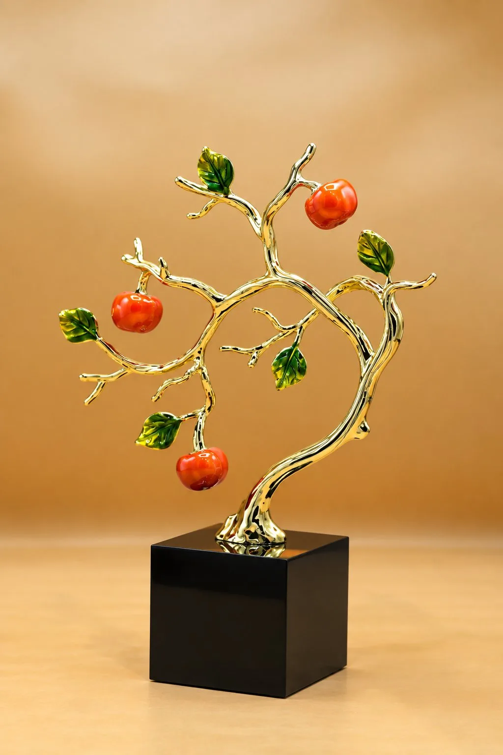Golden Cherry Branch Decorative Sculpture