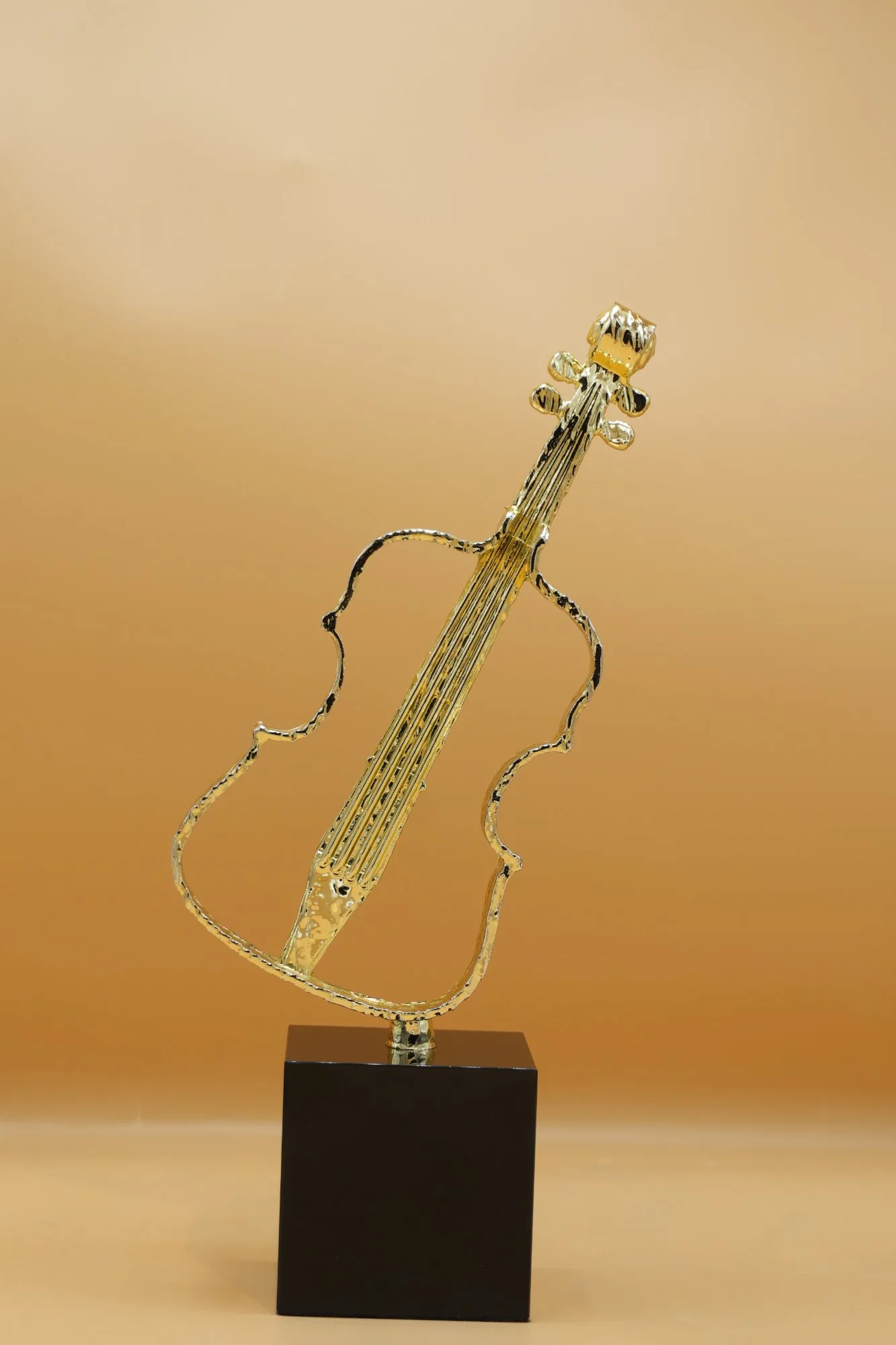 Golden Violin Decorative Sculpture